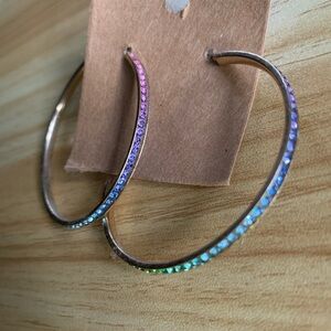 Rainbow gem Hoop Earrings